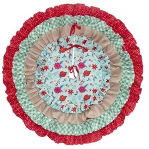 Pioneer Woman Holiday 4-Tier Ruffle Retro Floral Christmas Tree Skirt 48"